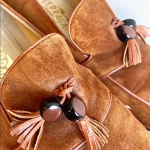 Brown Ferragamo Vintage Loafer Women’s Suede Shoes